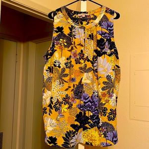 Ann Taylor Loft Plus Yellow Floral Top Size 22